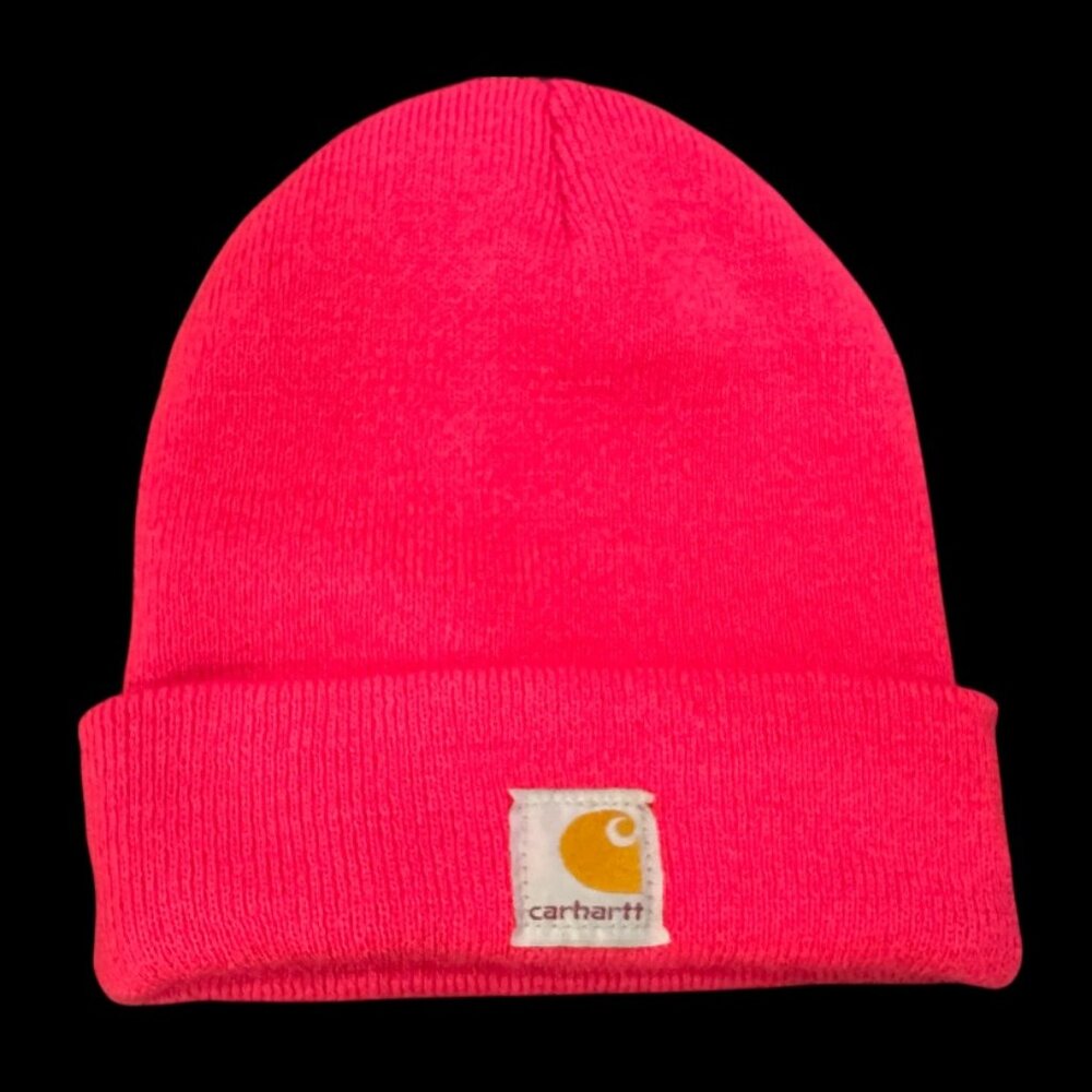 Neon Pink Carhartt Knit Cuffed Beanie Hat – Youth Patch Logo